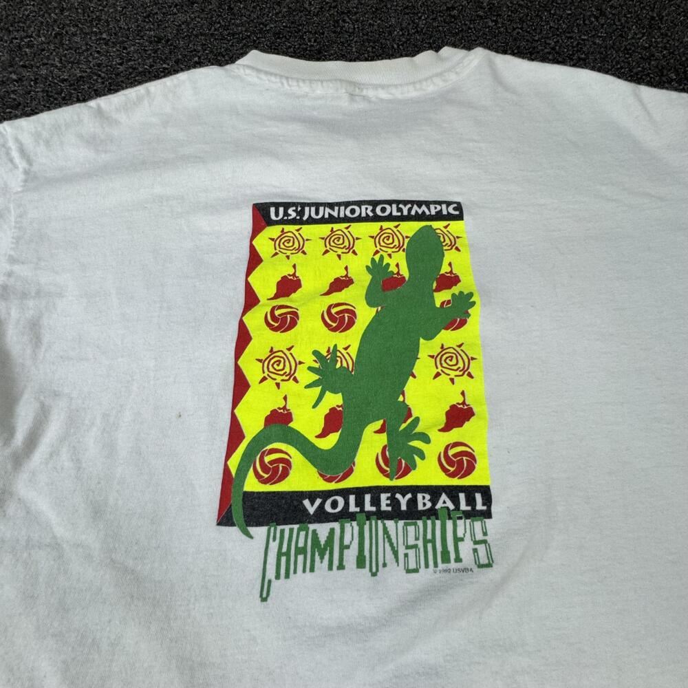 Vtg US Junior Olympic Shirt Mens L White Volleyball Albuquerque 1992 Graphic